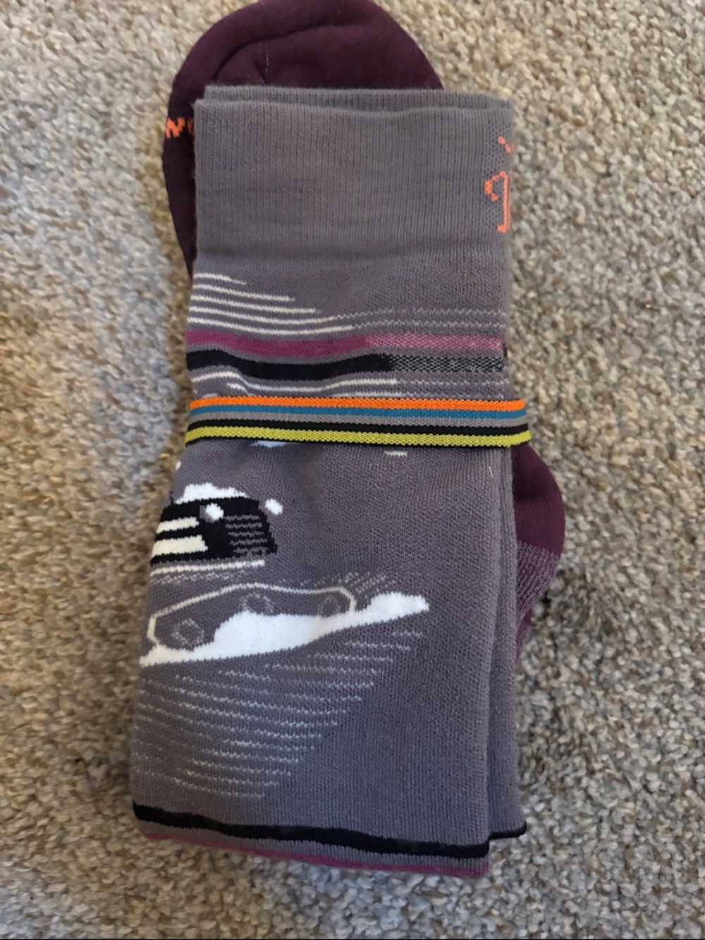 Smartwool Grey and Purple ski Pattern knee-high Socks